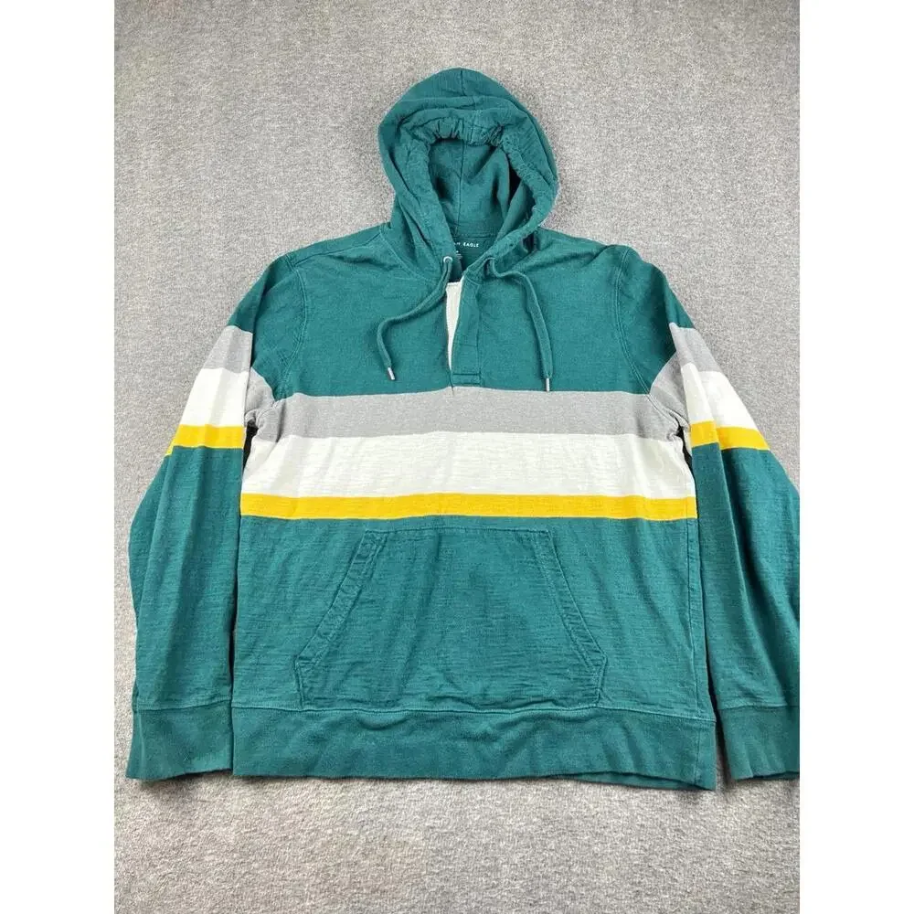 American Eagle Hooded Sweatshirt Striped Design Size‎ Lage